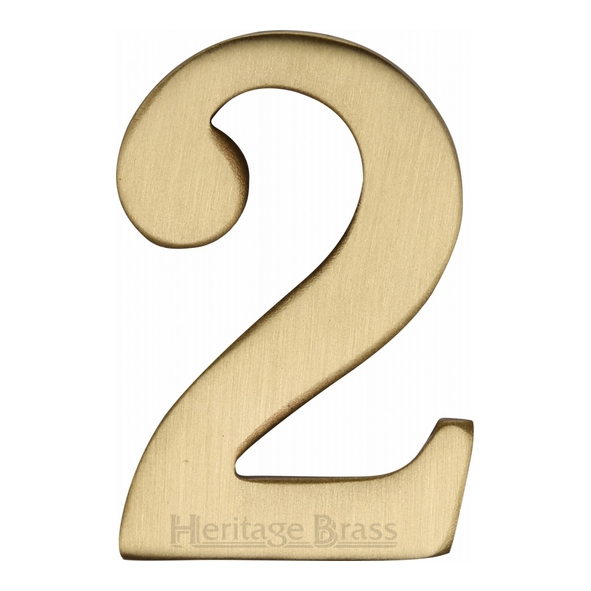 C1568 2-SB • 51mm • Satin Brass • Heritage Brass Self Adhesive Numeral 2